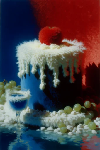 Tactile Retro Surrealism style reference image — extreme close-up