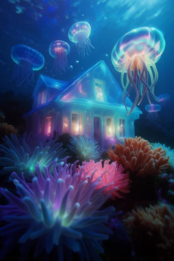 Bioluminescent Abyssal Macro style reference image — deep ocean abyss