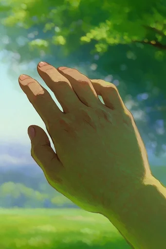 Luminous Surreal Pastoral style reference image — vibrant green hills