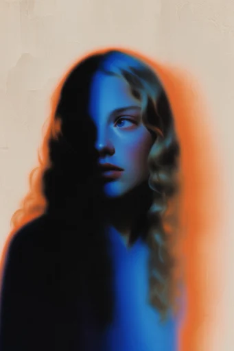 Spectral Thermal Noir style reference image — chromadepth lighting