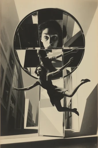 Deconstructed Monochrome Surrealism style reference image — monochrome photo collage