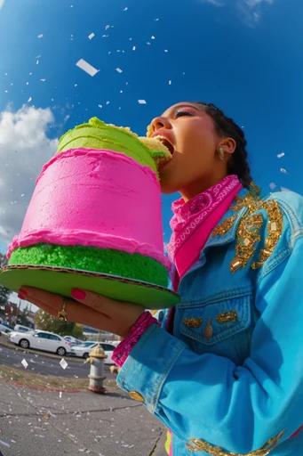 Hyper-Distorted Urban Street style reference image — high-contrast color blocking