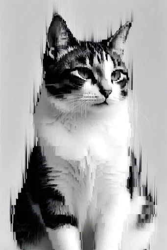 Monochrome Glitch Fragmentation style reference image — algorithmic noise