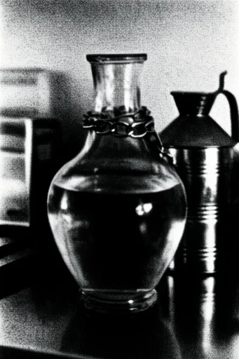 Textured Monochrome Noir style reference image — heavy film grain