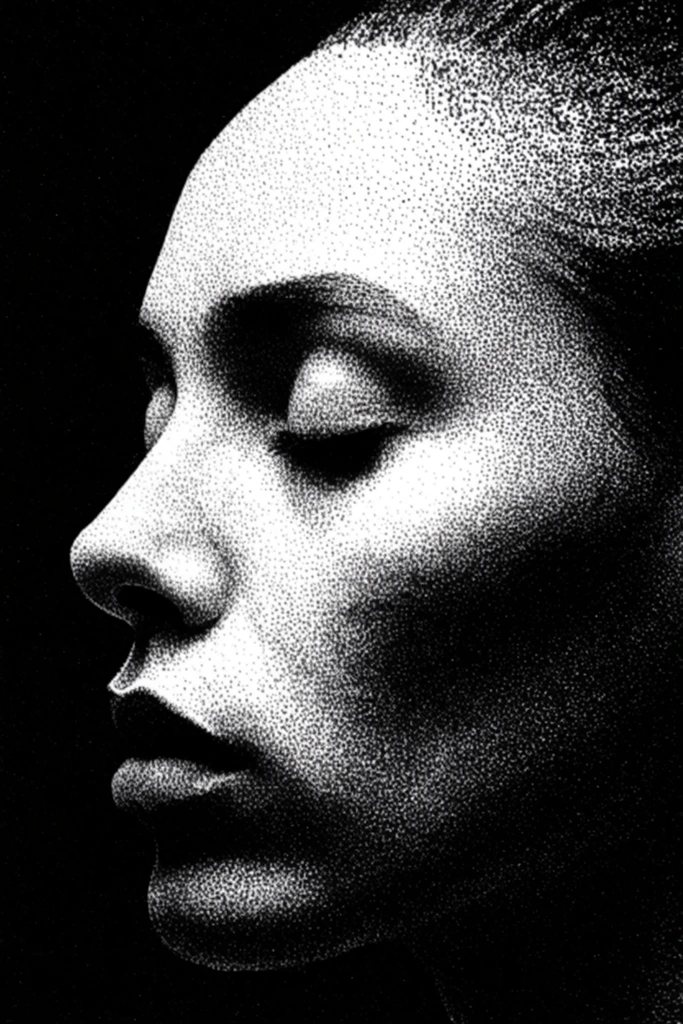 Gritty Monochromatic Noir style AI image example 1
