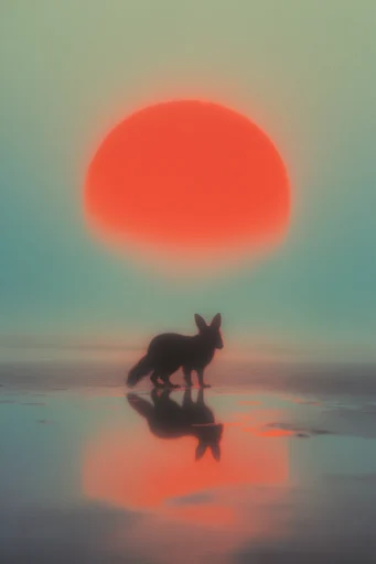 Ethereal Crimson Minimalism style reference image — atmospheric fog