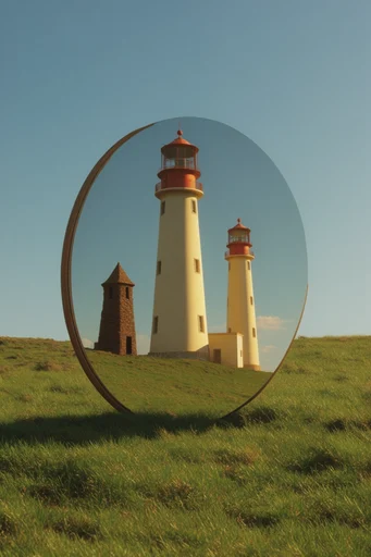 Reflective Surrealist Landscapes style reference image — minimalist dreamscape