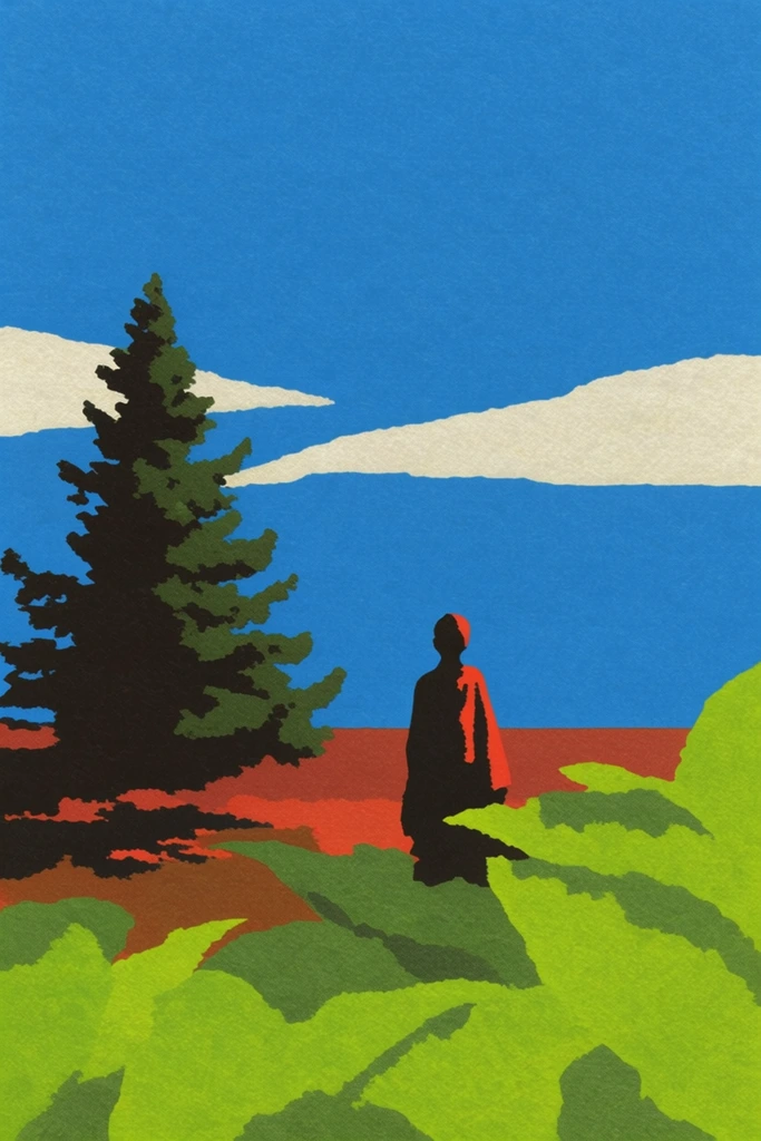 Graphic Minimalist Serigraph style AI image example 2