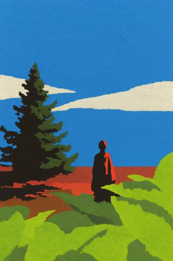 Graphic Minimalist Serigraph style AI image example 2