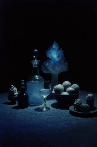 Luminous Cyan Nocturne style reference image — monochromatic indigo palette