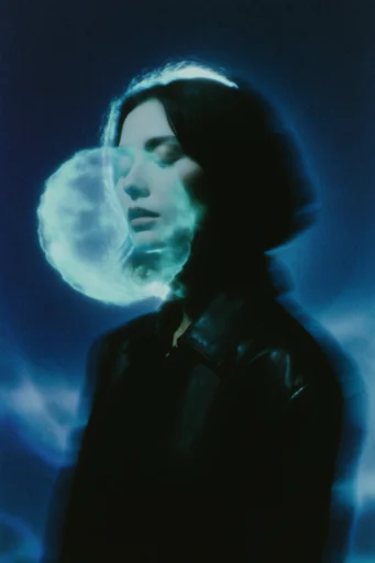 Spectral Cyan Nocturne style reference image — Kirlian photography aesthetic