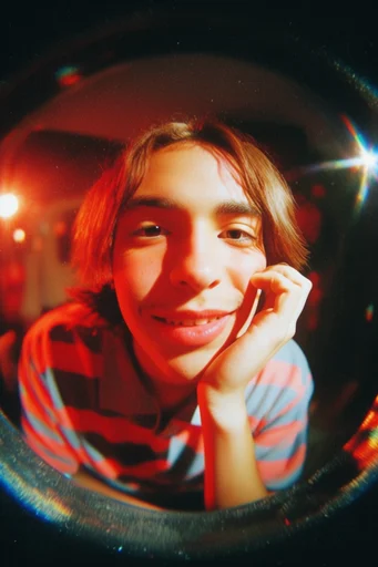 Neon Fisheye Dreamscape style reference image — prismatic light leaks