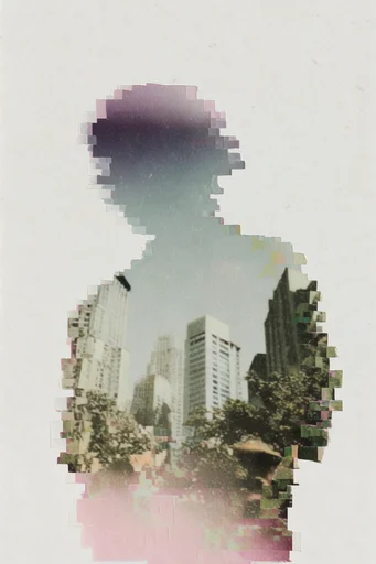 Digital Modernist Collage style reference image — pixelated collage