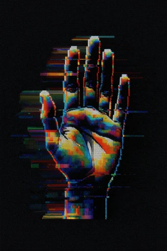 Synthetic Glitch Core style reference image — digital glitch art