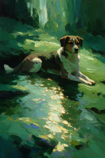 Luminous Impasto Waters style reference image — submerged distortion