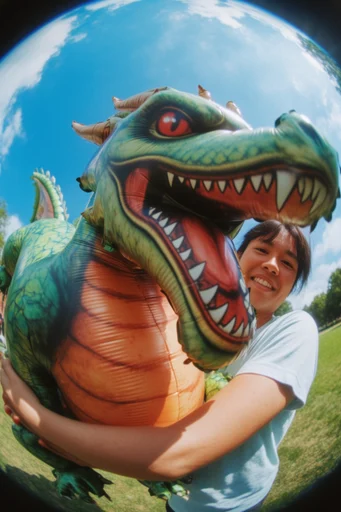 Sun-Drenched Fisheye Nostalgia style reference image — harsh direct sunlight