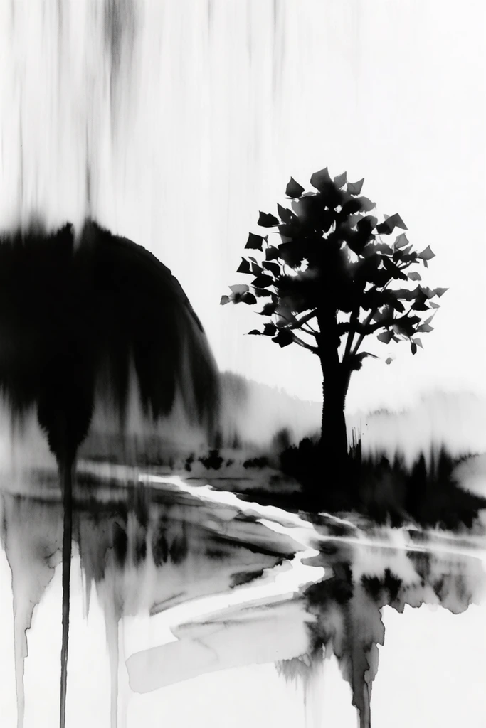 Ethereal Ink Minimalism style AI image example 2