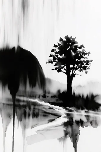Ethereal Ink Minimalism style reference image — ink wash painting