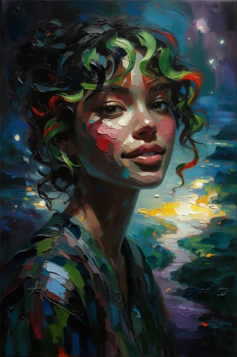 Textured Impressionist Atmosphere style reference image — rich jewel tones