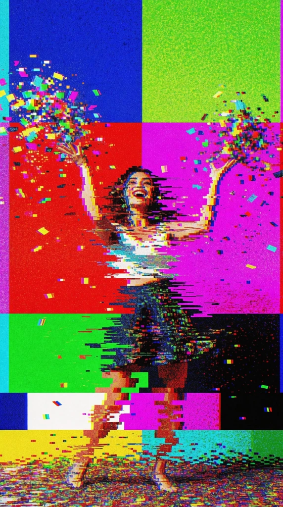 A woman throwing confetti, rendered in a heavily... | Krea