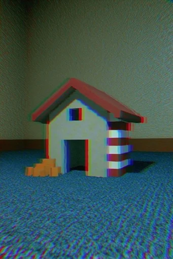 Surreal Liminal Glitchcore style reference image — low-poly CGI
