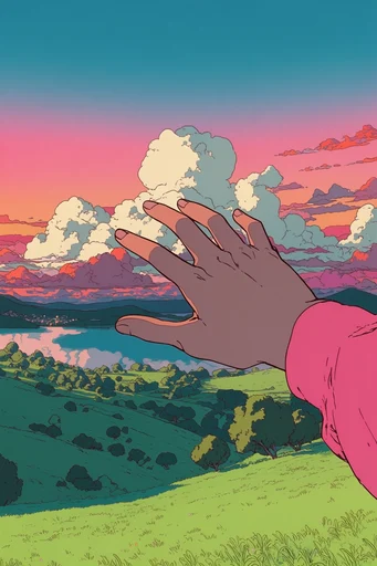 Nostalgic Surreal Dreamscape style reference image — volumetric cumulus clouds