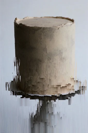 Minimalist Glitch Synthesis style reference image — neutral color palette