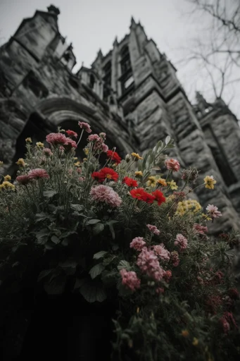 Monochrome Fisheye Monumentalism style reference image — desaturated moody atmosphere