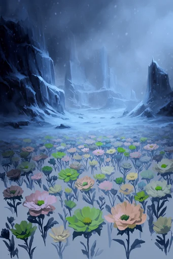 Arctic Grimdark Mythos style reference image — high-contrast atmospheric lighting