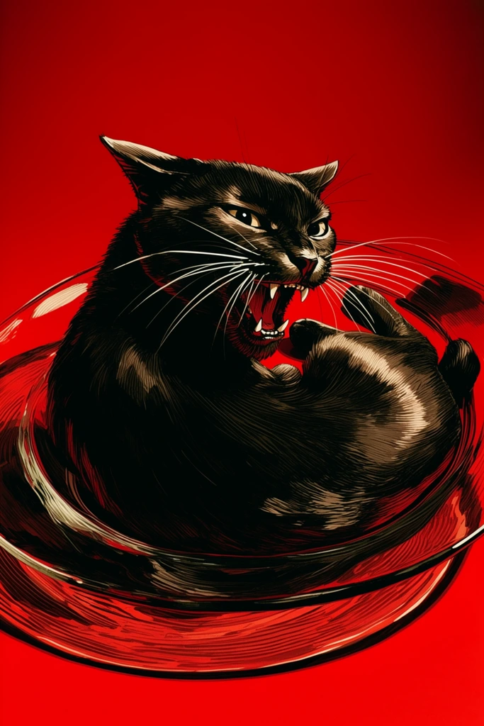 Graphic Crimson Noir style AI image example 3