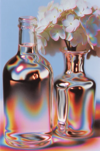 Chromatic Dream Haze style reference image — liquid metal textures