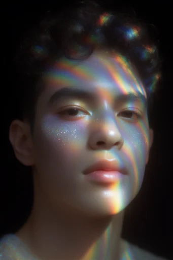 Spectral Prismatic Etherealism style reference image — high-contrast deep black background