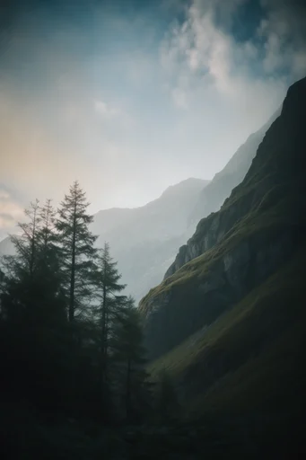 Melancholic Forest Solitude style reference image — cinematic forest silhouette