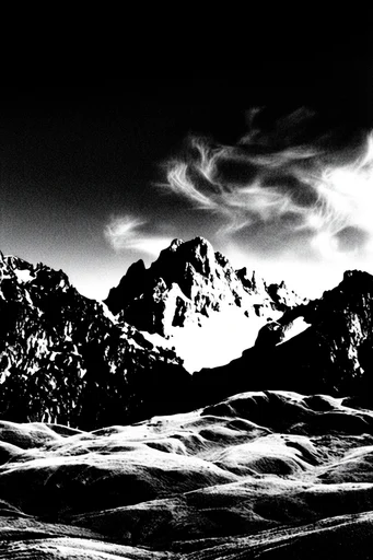 Gritty Monochromatic Noir style reference image — extreme high contrast