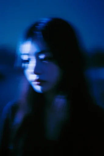Kinetic Cyan Nocturne style reference image — spectral silhouettes