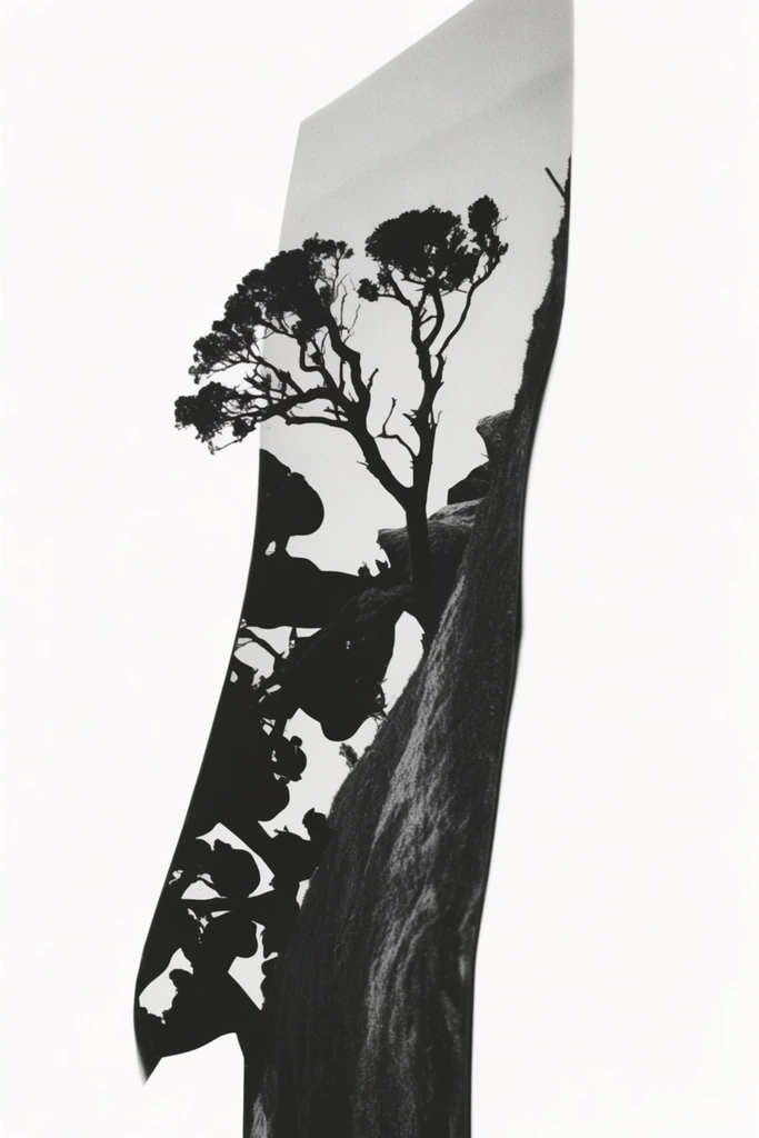 Minimalist Surreal Noir Collage style AI image example 2