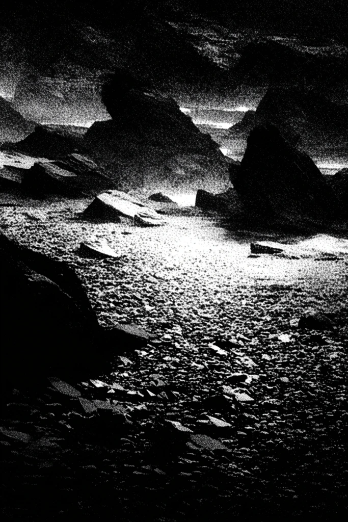 Gritty Monochromatic Noir style AI image example 2