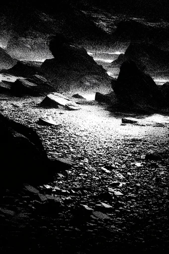 Gritty Monochromatic Noir style AI image example 2