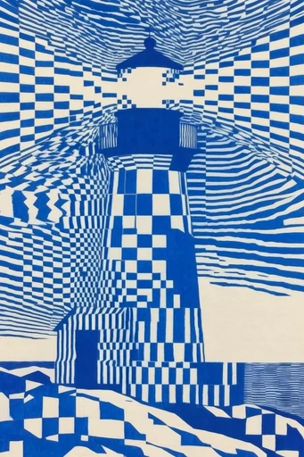 Cobalt Pixel Op-Art style reference image — dithered textures