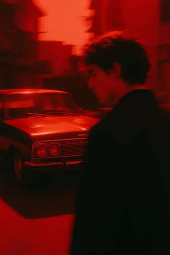 Visceral Crimson Noir style reference image — monochromatic crimson lighting