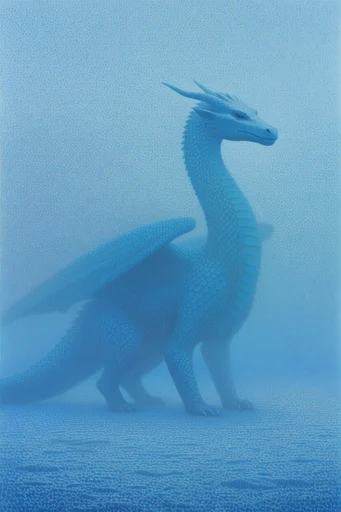 Ethereal Cyan Stipple style reference image — heavy atmospheric diffusion