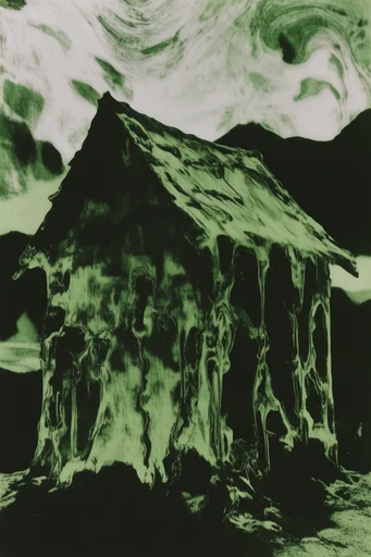 Viscous Viridian Gothic style reference image — ebru marbling