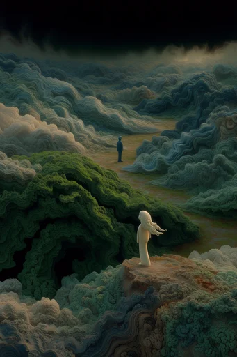 Surreal Botanical Synthesis style reference image — mossy textures