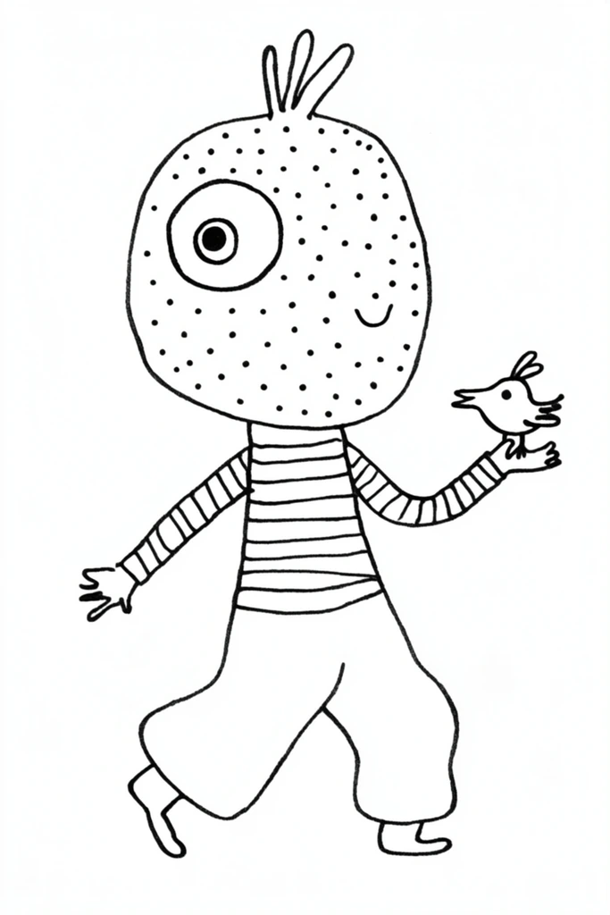 Playful Minimalist Ink style AI image example 1