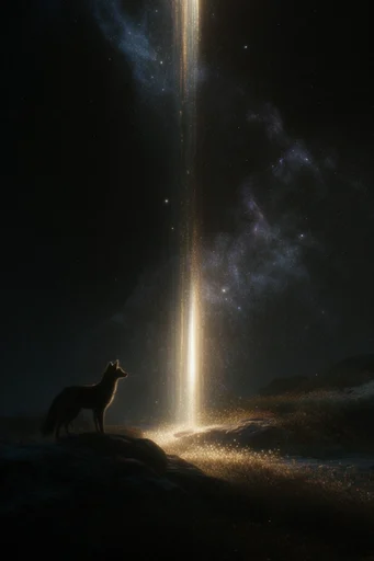 Celestial Chiaroscuro Mysticism style reference image — cosmic isolation