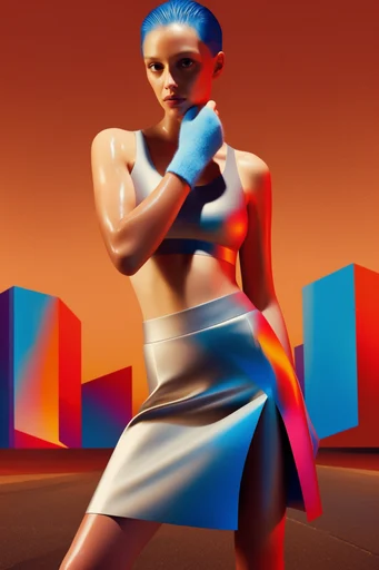 Hyper-Gloss Cyber Noir style reference image — high-contrast editorial portrait