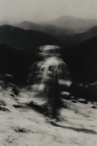 Spectral Kinetic Monochrome style reference image — motion blur portrait