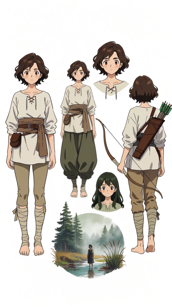 Aznamie Reeda A character design sheet illustrates a young woman with... | Krea