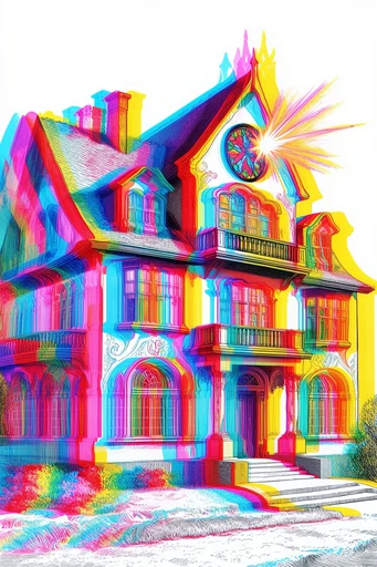 Neon Glitch Engraving style AI image example 4