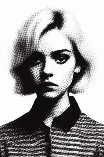 Monochrome Halftone Graphic style reference image — dithered dot texture